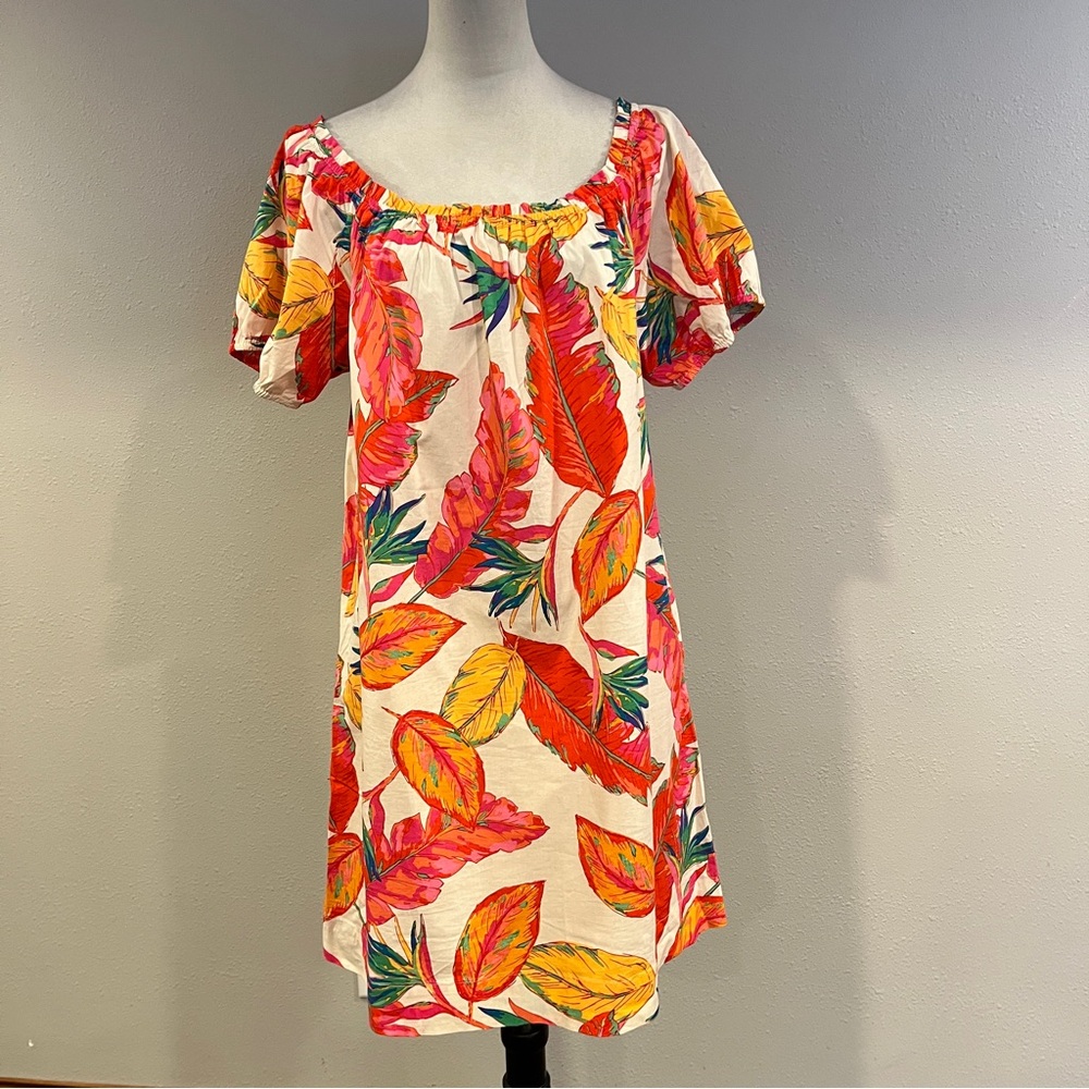 Nine West Multicolor tropical print short sleeve mini‎ Dress size large